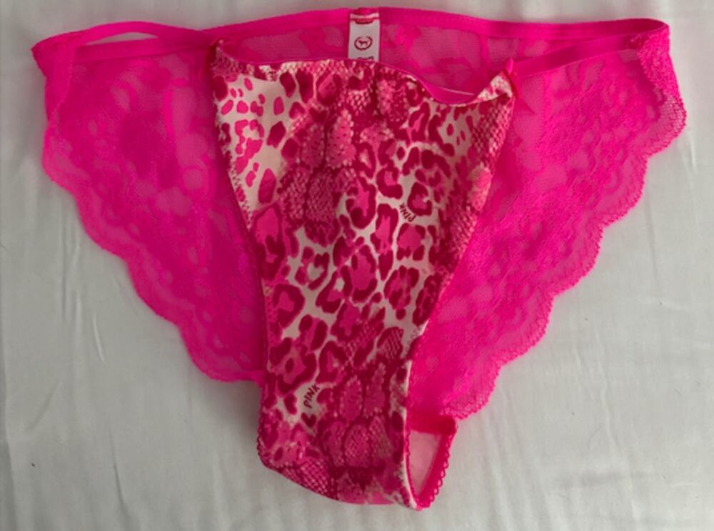 NWOT VS PINK Lace Back Bikini Pink Leopard Print Size XS 2012